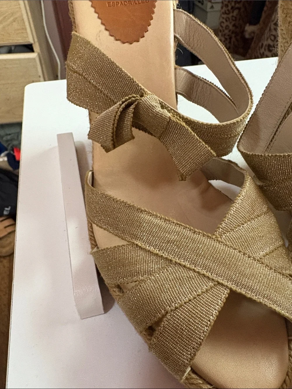 Christian Louboutin Metallic Gold Espadrille Wedge Sandals